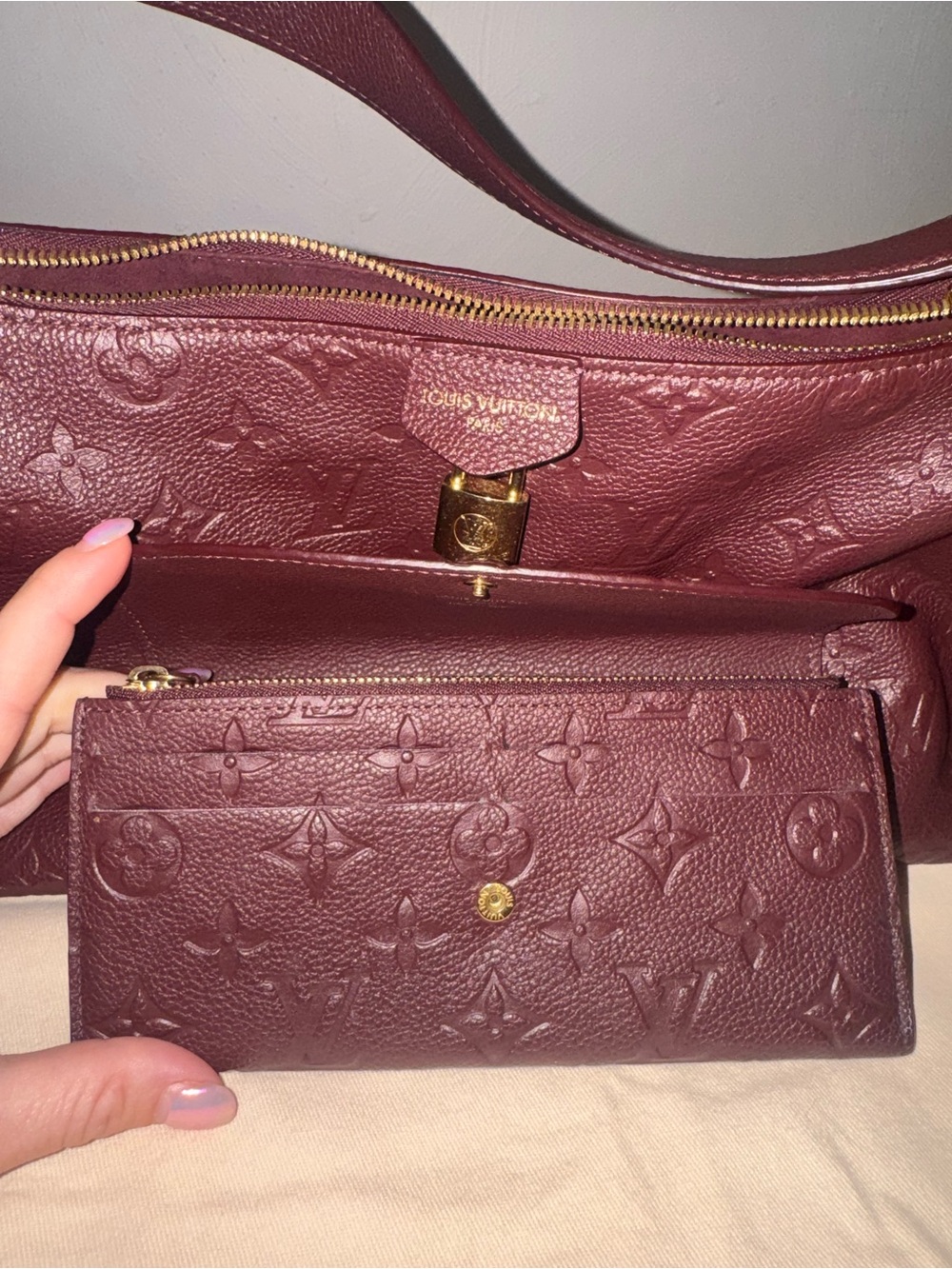 LOUIS VUITTON Authentic Sac Sport Purse PLUS Wallet & Coin Purse - Red/Wine - Picture 13 of 16